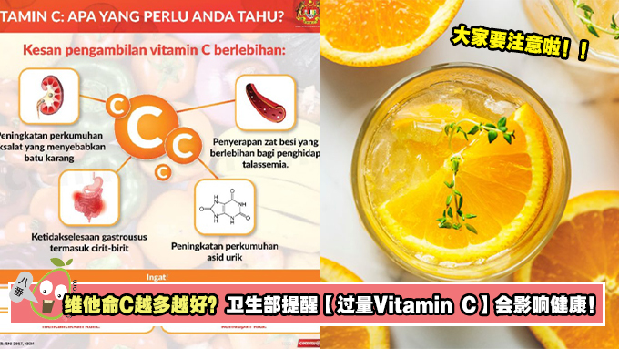 维他命C越多越好？卫生部提醒【过量Vitamin C】会影响健康！