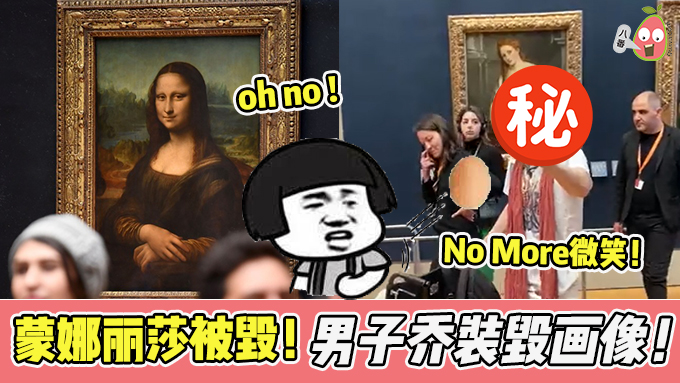 【 蒙娜丽莎Mona Lisa被毁 】不明乔裝男子丢蛋糕毁画像！