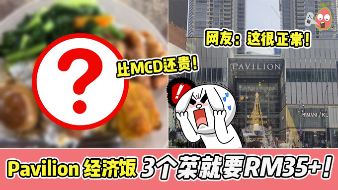 【 Pavilion经济饭 】3个菜一碟就要RM34.70！网友：这很正常！